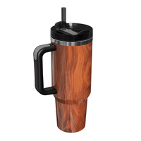 DD1775 Griotte Boba H2.0 Gobelet de voyage isotherme sous vide 40 oz avec poignée, couvercle et paille, motif marbre pour voiture