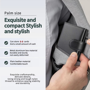 Aluminum <strong>Credit</strong> <strong>Card</strong> Black Wallet Rfid Blocking Trifold Alloy Business Casual Coin Purse Leather <strong>Metal</strong> <strong>Card</strong> <strong>Holder</strong> - Product Image 5
