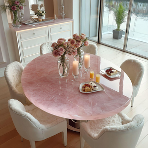 Meubles <span class=keywords><strong>de</strong></span> maison <span class=keywords><strong>de</strong></span> luxe, <span class=keywords><strong>table</strong></span> à manger ovale en onyx rose naturel, cristal <span class=keywords><strong>de</strong></span> <span class=keywords><strong>quartz</strong></span> rose - Product Image 6