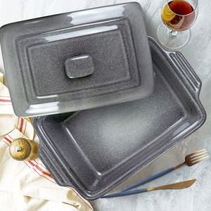Cacerola Rectangular de cerámica 2024 con tapa <span class=keywords><strong>UNICASA</strong></span> 3.2qt Cazuela cubierta Esmalte reactivo Niebla Gris 9x13 Plato para hornear - Product Image 4