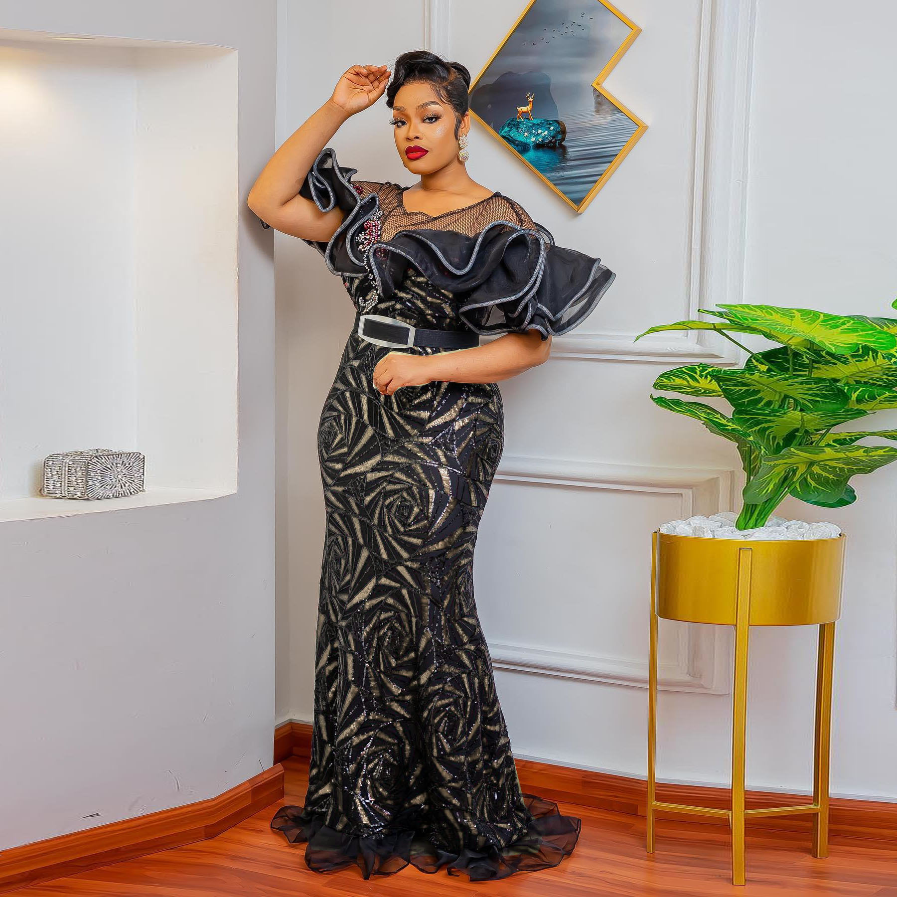 dashiki formal dress SHATU black dashiki maxi dress House of Afrika