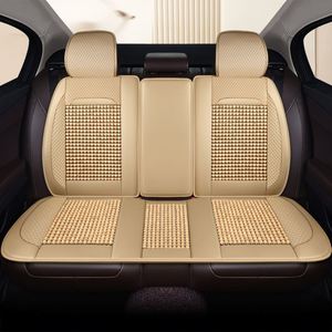 Housses de siège de voiture en cuir de luxe durables avec perles en bois, ensemble complet avant et arrière - Product Image 6