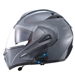 Auriculares inalámbricos con diseño de fibra de carbono para patinete eléctrico, <span class=keywords><strong>cascos</strong></span> de cara completa con doble lente abierta y Bluetooth para motocicleta - Product Image 1