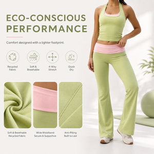 Completo da Palestra per Donna 2 in 1, Top Yoga e Pantaloni <span class=keywords><strong>a</strong></span> Zampa Morbidi, Abbigliamento Sportivo, Set Yoga per Donna, Abbigliamento Casual - Product Image 6