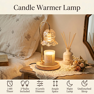 Lampe chauffe-cire en verre gaufré style vintage français, vente directe usine, avec 4 niveaux de luminosité pour salon - Product Image 6