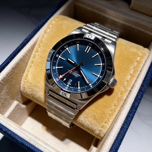 นาฬิกาโครโนกราฟแบบกลไกสไตล์ BLS, ขนาด 40 มม., แสดงเวลาสองระบบ 4 เข็ม GMT, สายแบบ <span class=keywords><strong>Bullet</strong></span> Bracelet, หน้าปัดเรืองแสง, กล่องของขวัญแท้ - Product Image 5