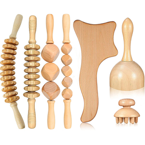Juego de 50 herramientas de masaje de terapia de madera mixta, Kit Gua Sha Colombiana, masajeador de drenaje linfático, terapia de rodillos, masajeador corporal de madera - Product Image 3
