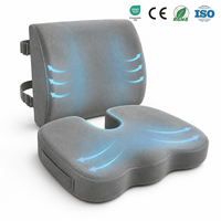 Ensemble de coussins de siège en mousse à mémoire de forme avec coussin de soutien lombaire pour chaise de bureau, voiture, fauteuil roulant – Soulagement confortable des douleurs au dos et au coccyx