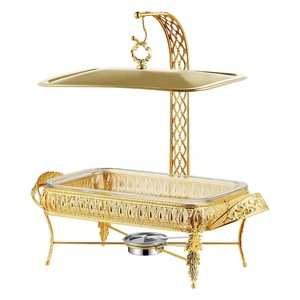 ชุดอุ่นอาหารบุฟเฟ่ต์แบบแขวนแก้วทองสำหรับงานแต่งงานในโรงแรมหรู - Product Image 4