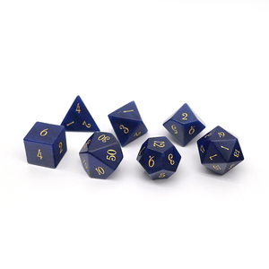 Nouvelles arrivées en stock : Jeu de dés DND gravés en aventurine bleue mystique, 7 dés en pierre précieuse foncée, au meilleur prix - Product Image 3
