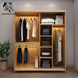 ขายตรงจากโรงงาน ราคาถูก รับสั่งทำ มีสินค้าจำนวนมาก ดรอปชิปปิ้ง ตู้เสื้อผ้าดีไซน์ใหม่ เฟอร์นิเจอร์ห้องนอน ตู้เสื้อผ้าบานเลื่อนไม้ - Product Image 4