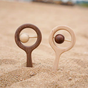 Runwood Safe, sonajero de campana de madera blanda Natural, divertido juguete de dentición infantil para bebés de primer año de 1 a 3 años, juguetes para hacer ruido - Product Image 1