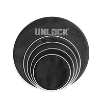 Kit de batterie électronique UNLOCK Black avec peaux de batterie en maille 2-3 couches, 10/12/14/16/22 pouces, système de réduction du bruit professionnel, logo personnalisé, haute qualité