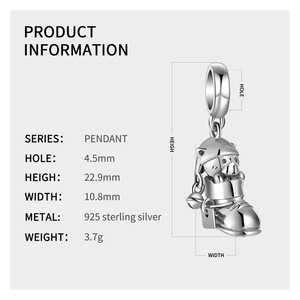 Abalorio de diseño de oso pequeño para mujer, de Plata de Ley 925, en zapatos con sombrero de campana, colgante fino, apto para Pulsera Original de cuentas, joyería - Product Image 3