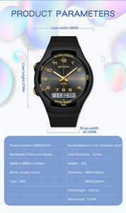 Reloj Digital Sanda 6320 con Doble Pantalla para Hombre, Deportivo, Analógico-Digital, Luminoso, LED, Cronógrafo, Alarma, Resistente al Agua 50M - Product Image 4