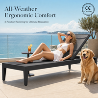 Chaise longue d'extérieur commerciale en aluminium empilable, moderne, pour piscine, résistante aux intempéries, transat inclinable pour hôtel, resort, patio