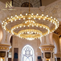 Lanterne Ramadan personnalisée de grande taille, lampe à plusieurs couches, lustre LED pour mosquée, hall de prière