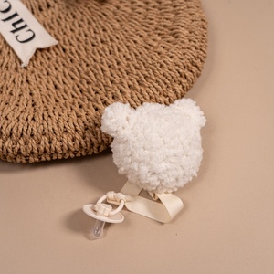 Ours en peluche <span class=keywords><strong>personnalisé</strong></span> <span class=keywords><strong>attache</strong></span>-sucette en peluche marron beige crème <span class=keywords><strong>avec</strong></span> <span class=keywords><strong>tétine</strong></span> pour bébés de 0 à 12 mois - Product Image 5