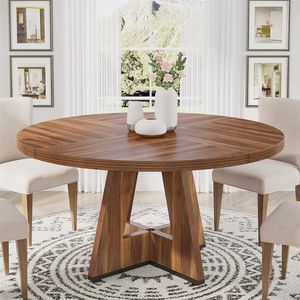 Factory 47 Inch Farmhouse Small Dinner <strong>Table</strong> for Home <strong>Dining</strong> Kitchen Room Wood <strong>Round</strong> <strong>Dining</strong> - Product Image 2