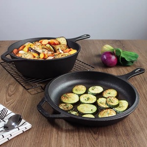 Poêle à double usage en fonte Steak Marmite Marmite <span class=keywords><strong>Casserole</strong></span> non revêtue Épaissie Poêle en fer brut faite à la main à l'ancienne - Product Image 3
