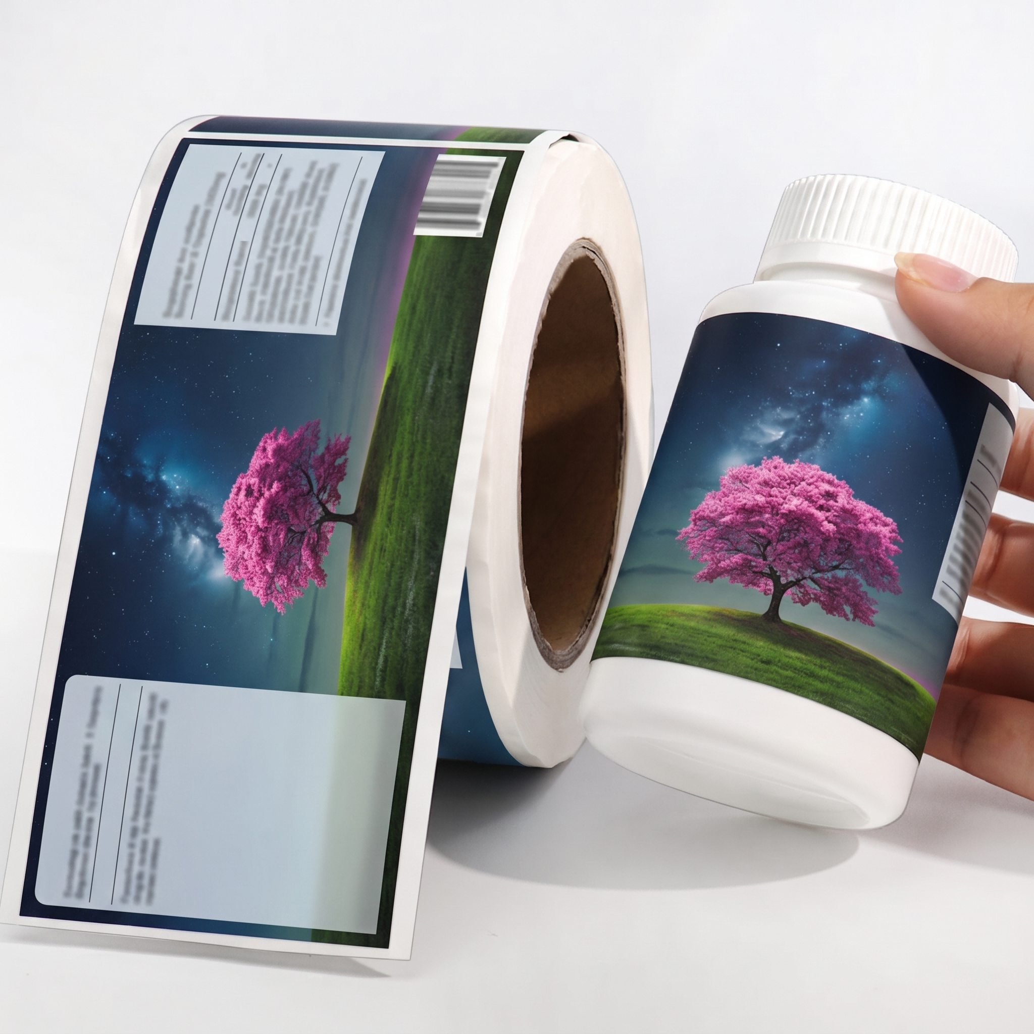 Eco-Friendly Biodegradable Adhesive Roll Labels Custom Logo Sustainable Packaging Custom Barcode Labels Roll