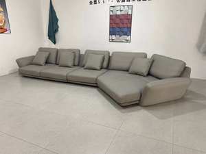 Conjunto de Muebles de Sala de Estar Modernos y Lujosos de Estilo Europeo, Sofá <span class=keywords><strong>Chaise</strong></span> <span class=keywords><strong>Longue</strong></span> Combinado de Cuero y Microfibra para el Hogar u Hotel - Product Image 6