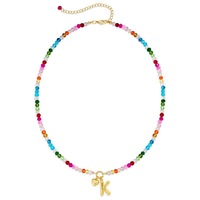 Collar con colgante de letra inicial, colorido, con cuentas, joyería de verano, regalo para mujer, collar gargantilla con corazón y letra inicial en burbuja