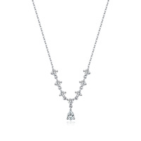 Collier pendentif en moissanite poire en argent 925 - Grappe de fleurs en V à 6 fleurs avec chaîne torsadée - Cadeau de mariage