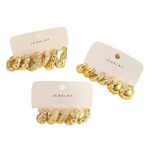 Set <span class=keywords><strong>di</strong></span> Orecchini Vintage Color Oro 2025 per Donne, <span class=keywords><strong>Gioielli</strong></span> in Metallo, Orecchini Trendy Esagerati a C, <span class=keywords><strong>Combinazione</strong></span> <span class=keywords><strong>di</strong></span> Orecchini - Product Image 3