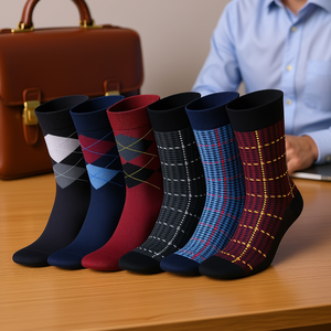 Chaussettes habillées pour hommes DB, lot de 6, motif Argyle, en rayonne de bambou tricotée, respirantes, pour le bureau, taille 8-11.5 - Product Image 2