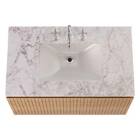 Meuble-lavabo suspendu moderne avec vasque en céramique et tiroirs de rangement