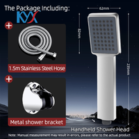 Ensemble de pommeau de douche à main multifonction carré en plastique ABS, trois pièces, accessoires de robinetterie de salle de bain