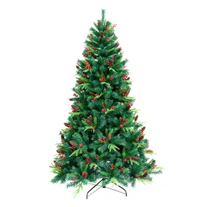 Arbre de Noël vert à assemblage facile et personnalisé populaire en PVC artificiel de six pieds avec décoration