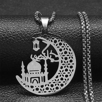 Adorable unique en forme de C plaqué or mosquée lune pendentif mode créative dentelle découpe conception minimaliste chaînes Style bijoux
