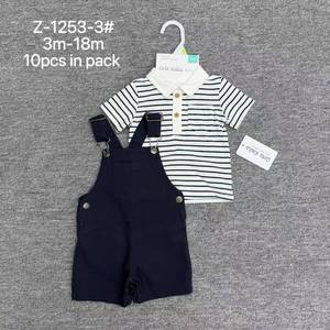 Set di <span class=keywords><strong>Abbigliamento</strong></span> 2 Pezzi J36XL per Neonati Maschi 3-18 Mesi, T-Shirt a Righe + Salopette Corta, <span class=keywords><strong>Abbigliamento</strong></span> Casual per Bambini, Vendita all'Ingrosso - Product Image 5
