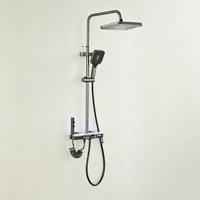 Ensemble de douche thermostatique chaud/froid en laiton et céramique, monocommande, affichage numérique, système intelligent, fixation murale, jets de massage, pluie douce, fonction pause