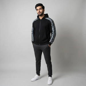 Sudadera con capucha para hombre, 100% algodón, para invierno, con cremallera - Product Image 1