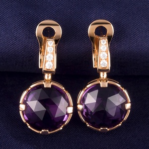 <b>Messi</b> Jewelry Amethyst Gemstone Earrings Jewelry 18k Rose Gold Fashion New Women for Elegant Gift Party Stone Wedding Earrings - Product Image 3