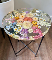 Table basse luxueuse, élégante et écologique en résine époxy et bois de noyer massif, table à fleurs au design pour hôtels