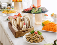 Boîtes de rangement en bois, porte-serviettes et assiettes en papier, porte-couverts en bois Boîtes décoratives en bois avec séparateurs