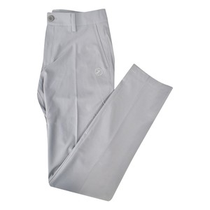 <b>Men's</b> Light Gray Straight Fit Casual <b>Trousers</b> Breathable Polyester Flat Front Button Closure Mid Waist Summer Wear - Product Image 1