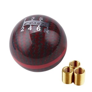 หัวเกียร์คาร์บอนไฟเบอร์ Mugen 6 สปีด เกียร์ธรรมดา หัวบอลสีแดง อะไหล่ตกแต่งภายในรถยนต์ - Product Image 3