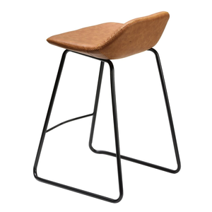 Modern Design Brown PU <b>Leather</b> <b>Bar</b> <b>Stool</b> Counter <b>Stool</b> Home <b>bar</b> Leisure Chair with Black Metal Leg - Product Image 4