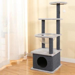 برج قطط متعدد المستويات بطول 82 سم مع بيت وسرير كبسولة شفاف وعمود خدش، أثاث للقطط المنزلية - Product Image 3
