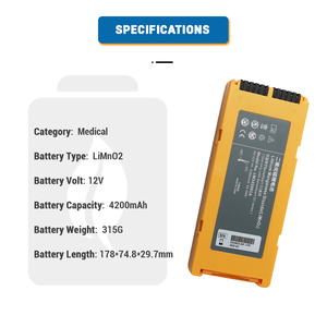 LiMnO2 <span class=keywords><strong>12V</strong></span> <span class=keywords><strong>4200mAh</strong></span> 리튬 교체 LM34S001A 115-026737-00 022-000124-00 마인드레이 베네하트 D1 용 AED 제세동기 배터리 - Product Image 2