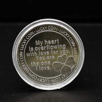 Pièces de monnaie en métal souvenir en or et argent, motif roses pour couple, 'Aimé-aimée pour toujours', pièce porte-bonheur de mariage, avec boîte en acrylique, vente en gros