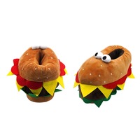Nouveau hiver Hamburger en peluche pantoufles personnalisé chaud Hamburger en peluche pantoufles personnaliser mignon Hamburger en peluche pantoufles