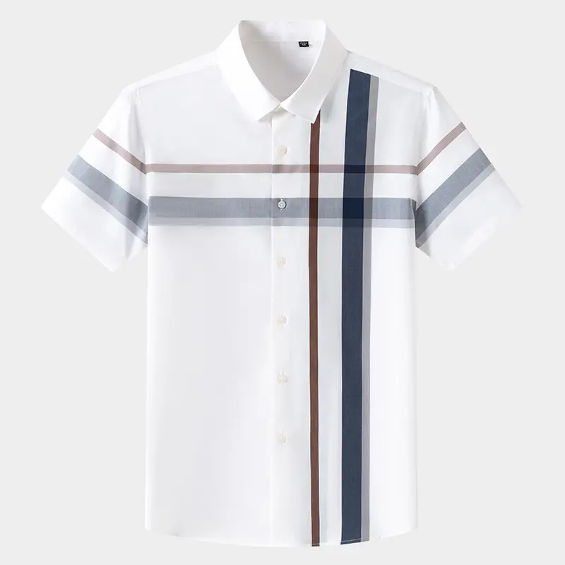 New plaid pattern men's short-sleeved shirt Color matching high-end summer dress Men's half sleeve business casual shirts