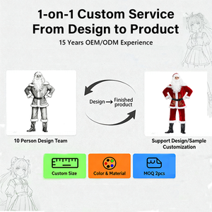 Kostum Monster Berbulu Hijau Natal, Kostum Santa Claus Berbahan Wol, Setelan Beludru Lengan Pendek, Kostum Karakter Fantasi dengan Jubah Berkerudung - Product Image 4