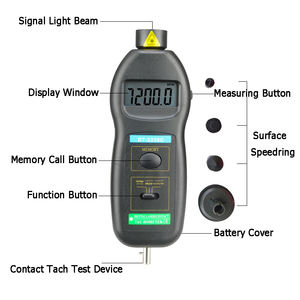 工場供給 DT-2236C デジタル 2-in-1 RPM タコメーター 接触式およびレーザー式スピードメーター バイク用速度測定器 - Product Image 2